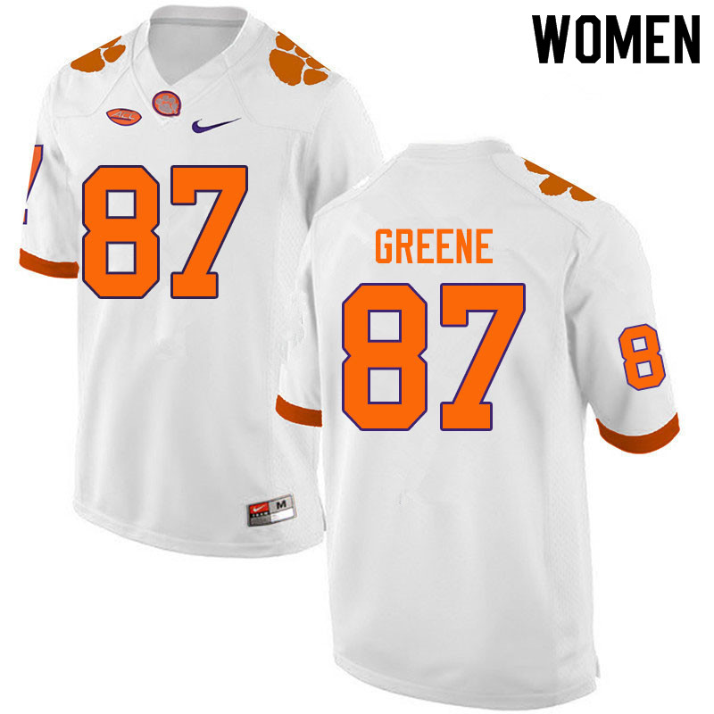 Women #87 Hamp Greene Clemson Tigers College Football Jerseys Sale-White
